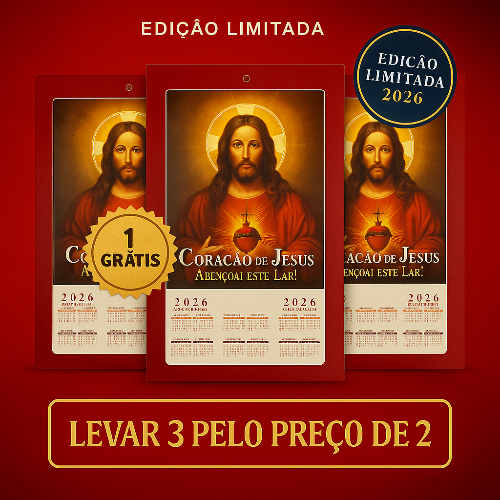 Calendário - Folhinha Sagrado Coração De Jesus 2026 Com Bloco Diário de Oração e Reflexões
